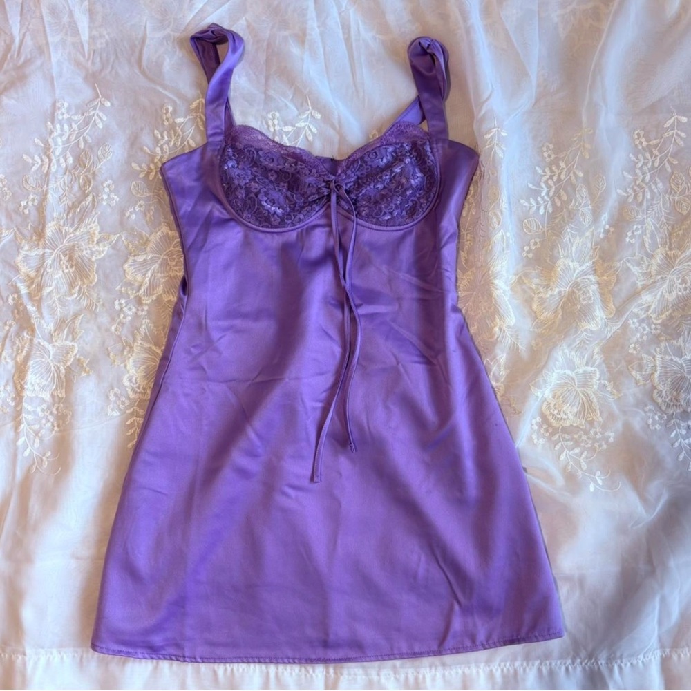 Forever 21 Purple Satin Lace Chemise